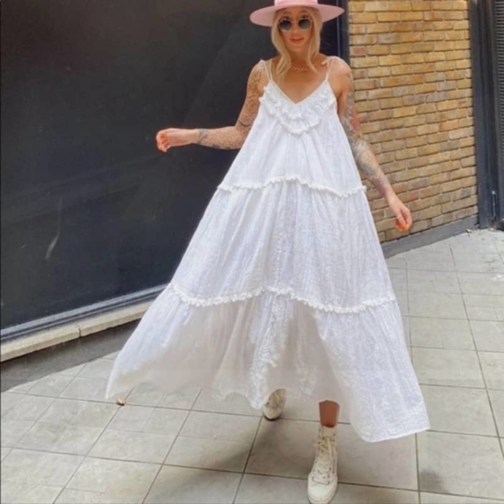 ZARA MIDI DRESS WITH RUFFLES - Picture 2 of 5